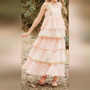Elegant Pink Layered Kids Dress Duchess